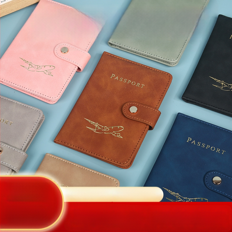 Portcard din piele pentru pașaport și documente de călătorie, cataramă metalică, logo personalizabil, spațiu portabil pentru bilete