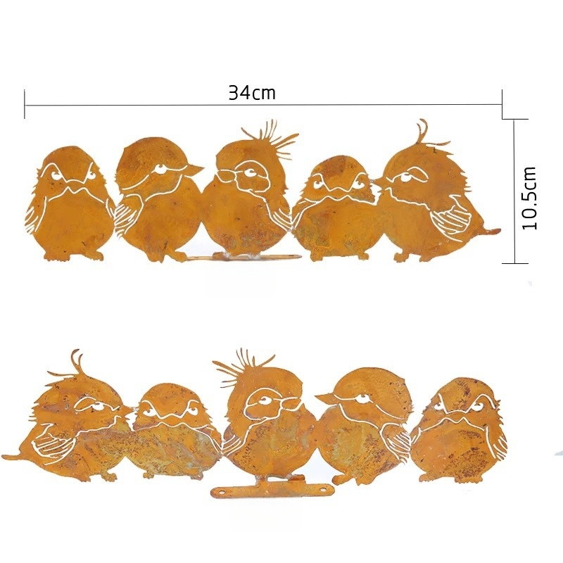 Silhuetă metalică pentru grădină, familie de rațe