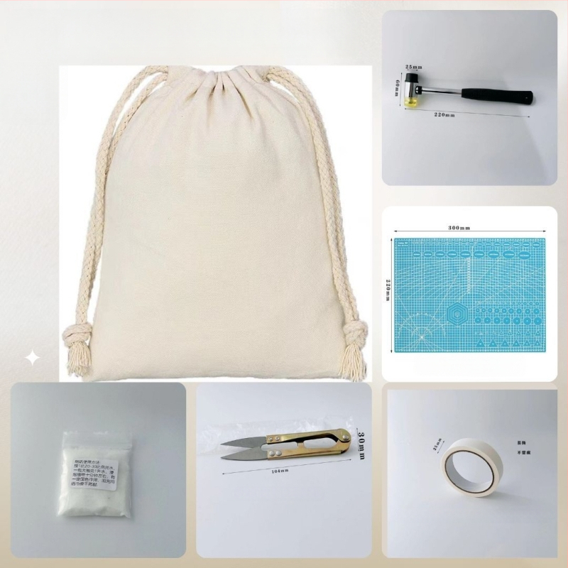 Kit de imprimare pe țesături cu frunze pentru copii — ciocan din cauciuc pentru xilogravură și trusă de instrumente DIY
