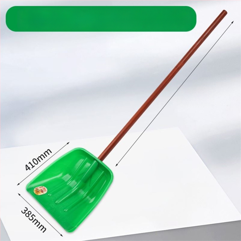 Lopată de zăpadă cu corp din plastic și cap din plastic temperat, design îngroșat, dimensiune mare, mâner din lemn, pliabil, model Q27343