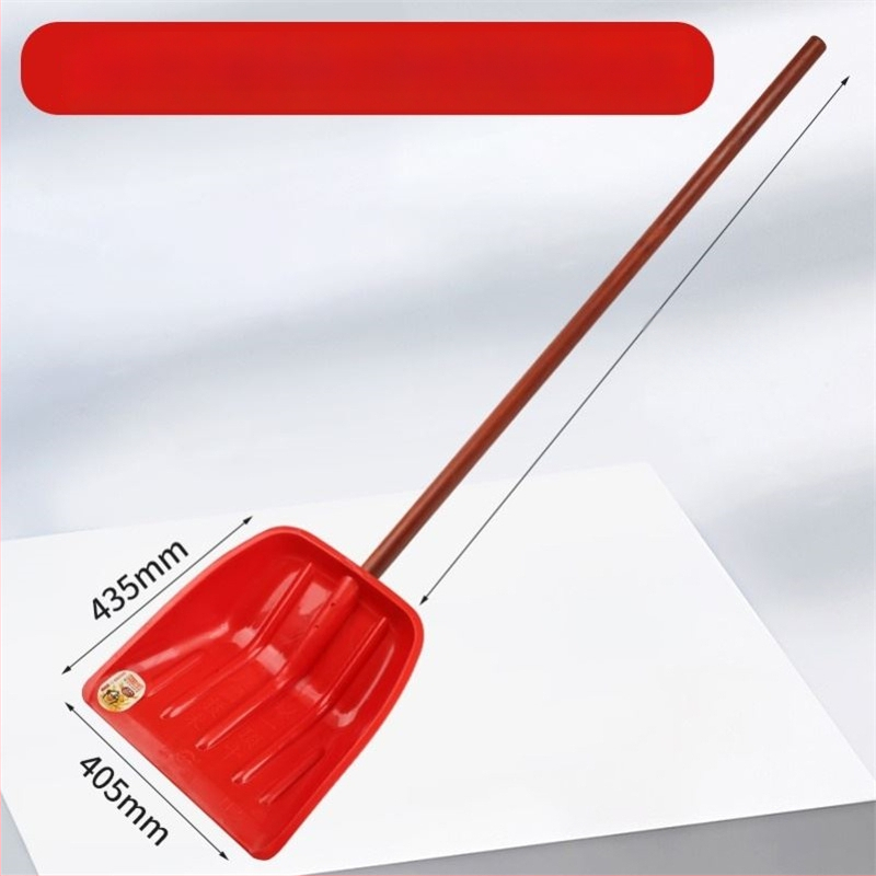 Lopată de zăpadă cu corp din plastic și cap din plastic temperat, design îngroșat, dimensiune mare, mâner din lemn, pliabil, model Q27343