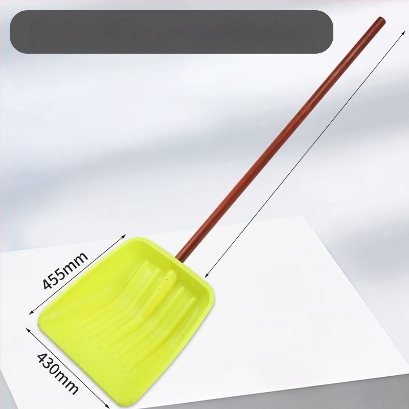 Lopată de zăpadă cu corp din plastic și cap din plastic temperat, design îngroșat, dimensiune mare, mâner din lemn, pliabil, model Q27343