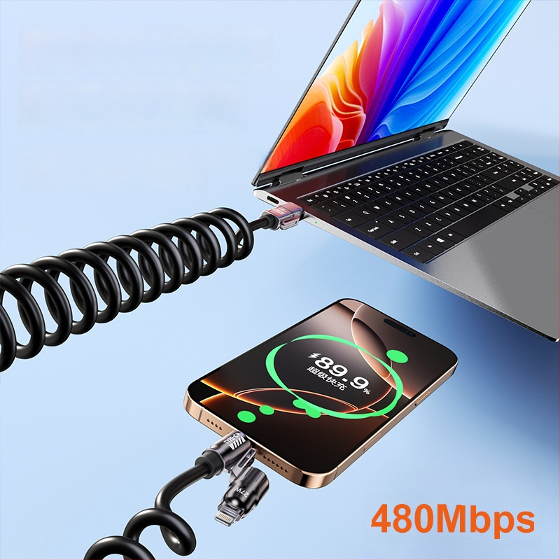 Cablu USB-C de date retractabil, încărcare rapidă, pentru Apple iPhone 15/17 și Huawei, încărcare în mașină