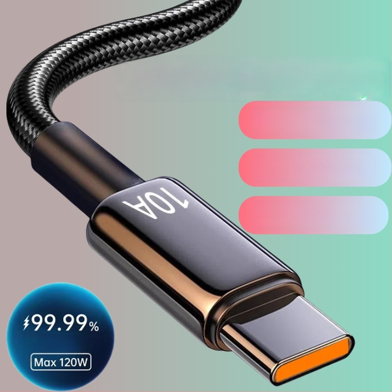 Cablu de date din nylon cu USB-C, încărcare rapidă, pentru Huawei, Honor, Xiaomi, OPPO, Vivo și iPad