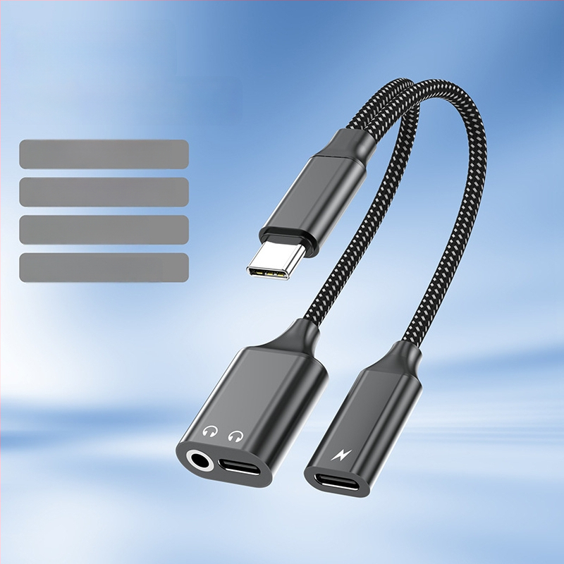 Adaptor audio Type-C la 3,5 mm cu port de încărcare, două funcții într-unul, pentru telefoane și tablete Android