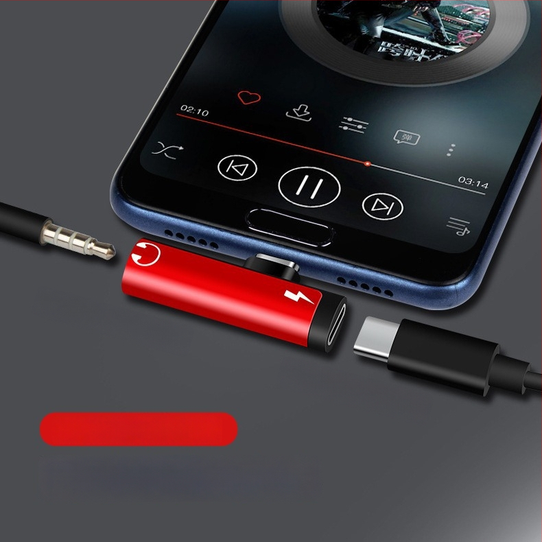 Adaptor Type-C pentru telefoane Huawei/Xiaomi Android, convertor audio pentru căști, încărcare 2 în 1