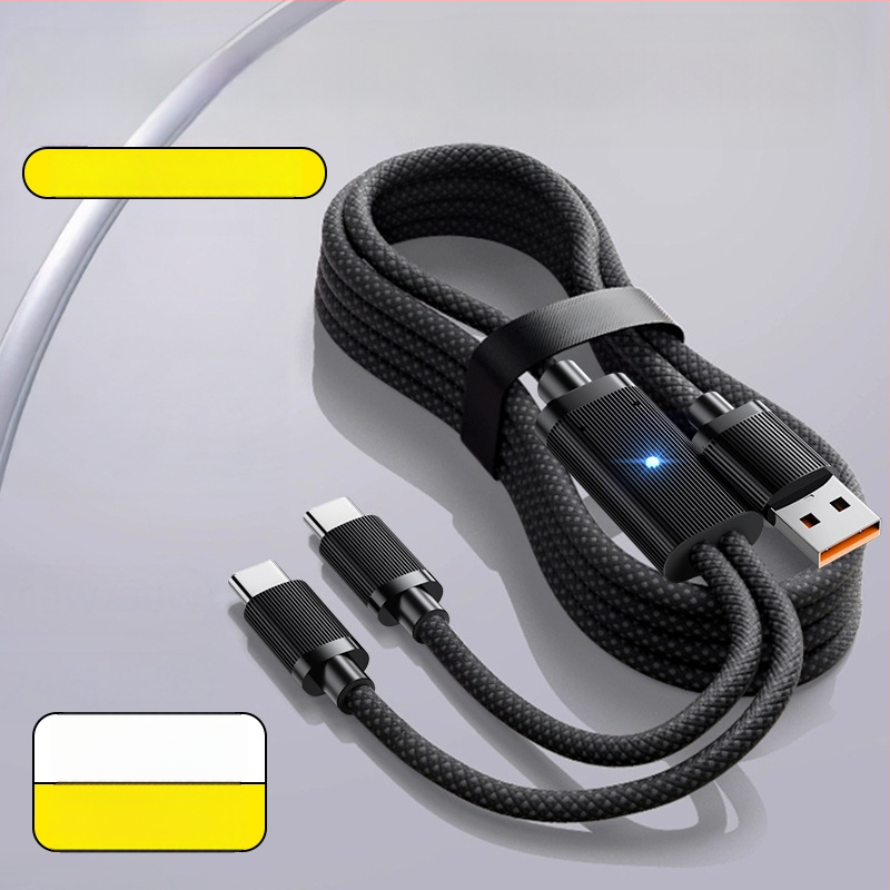 Cablu de date cu LED de respirație, unu la doi, 2 în 1, USB Type-C 6A, compatibil cu Huawei și iPhone 17