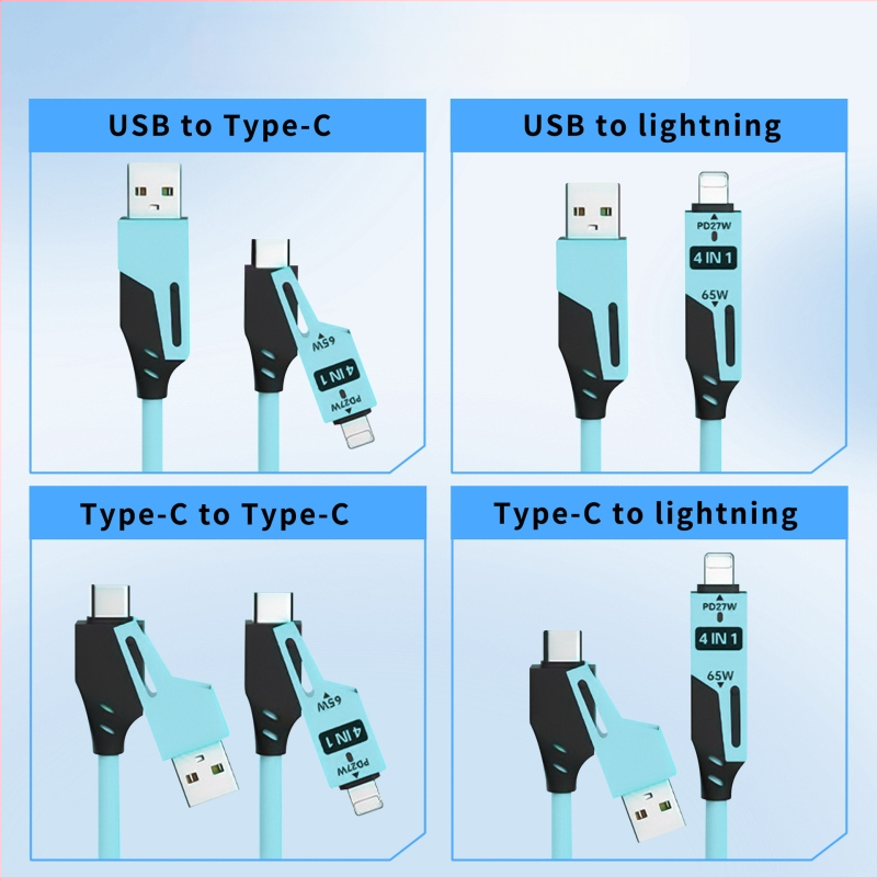 65W cablu auto de încărcare retractabil, cu două ieșiri – Lightning și USB-C, 1,5 m, încărcare rapidă