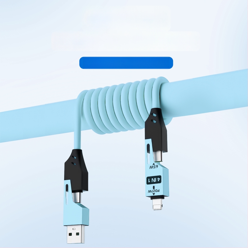 65W cablu auto de încărcare retractabil, cu două ieșiri – Lightning și USB-C, 1,5 m, încărcare rapidă