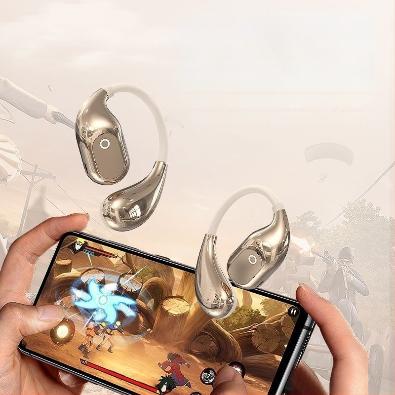 Căști Bluetooth True Wireless cu agățătoare pentru ureche, design deschis, reglabile, model sport, autonomie până la 8 ore