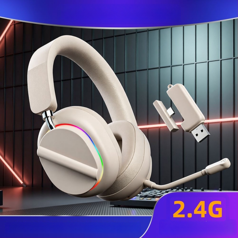Delta headset de gaming wireless, fără întârziere, Bluetooth și 2,4 GHz, compatibil cu telefoane și PC, over-ear, esports