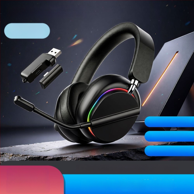 Delta headset de gaming wireless, fără întârziere, Bluetooth și 2,4 GHz, compatibil cu telefoane și PC, over-ear, esports