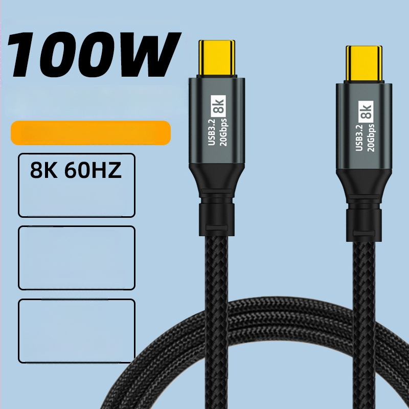 Cablul dual Type-C pentru date, încărcare rapidă de 100W, proiecție ecran 8K HD, pentru telefoane și tablete, transfer de date la viteză mare