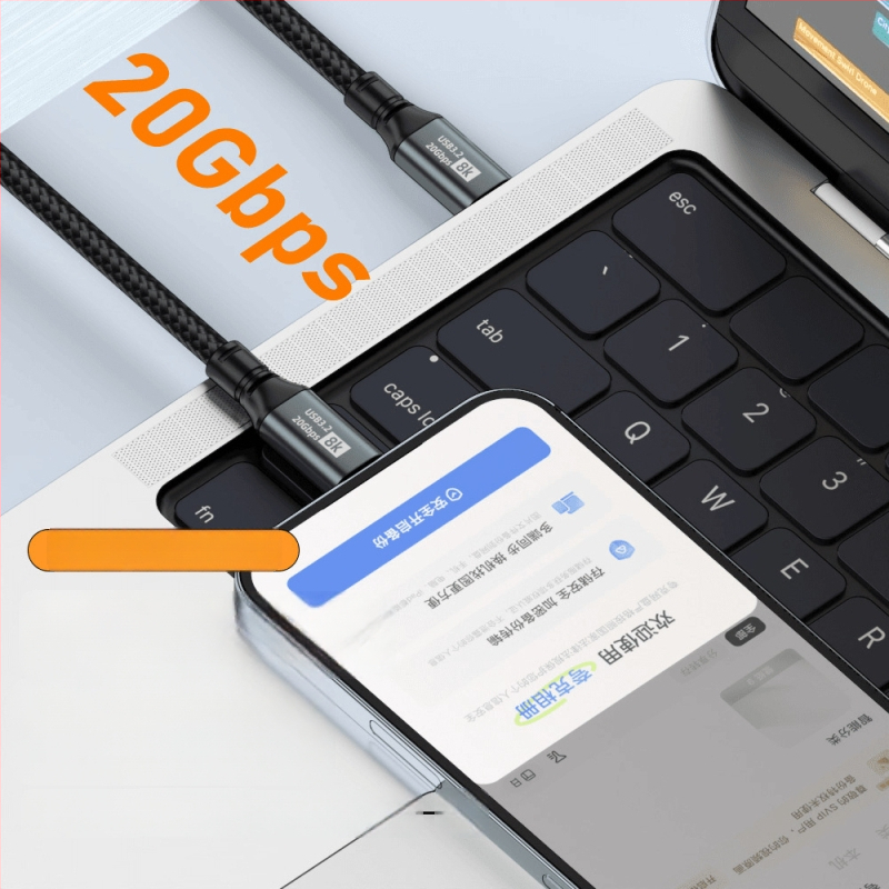 Cablul dual Type-C pentru date, încărcare rapidă de 100W, proiecție ecran 8K HD, pentru telefoane și tablete, transfer de date la viteză mare