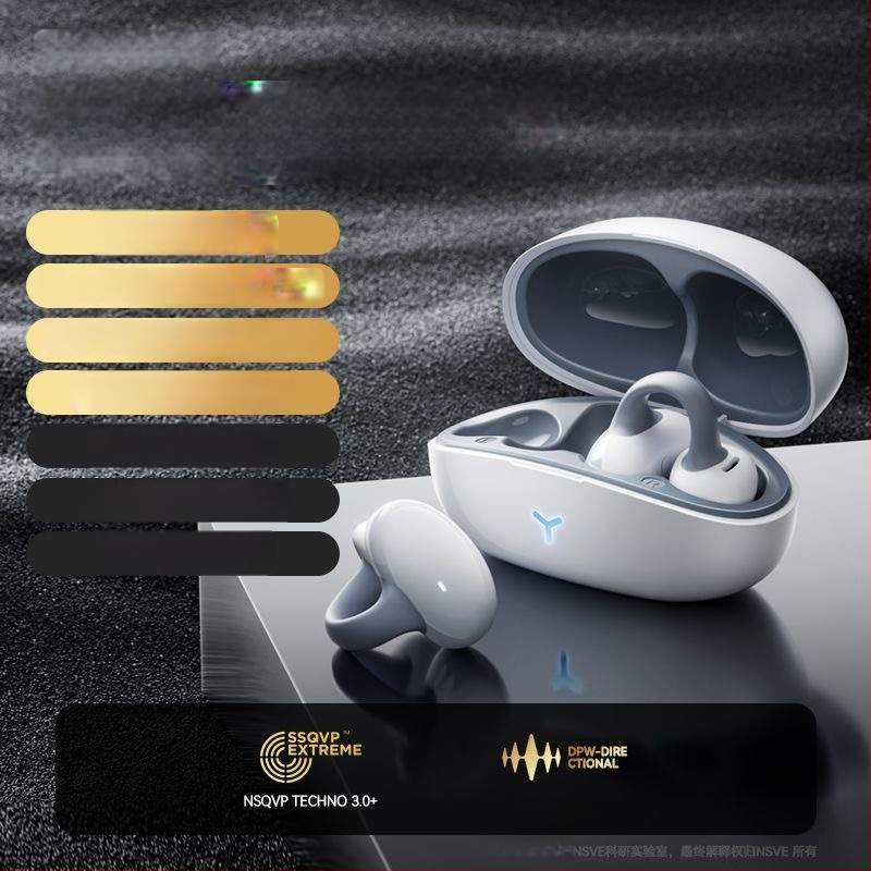 Berlin Sound Cască Bluetooth cu conducere osoasă, clip pentru ureche, wireless, durată lungă a bateriei, nu-in-ear, pentru alergare