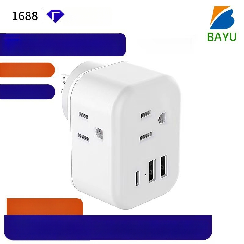 Priză de perete standard SUA, 3 prize, prelungitor multiplu, 5V 2.1A, compact, ETL certificat
