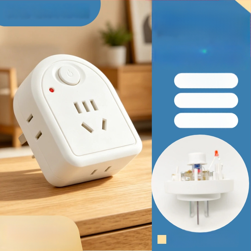 Adaptor de alimentare alb, cu întrerupător cu contacte argintii, 4 poziții și 11 prize, indicator roșu, 10A, adaptor multipriză de la o priză la mai multe prize