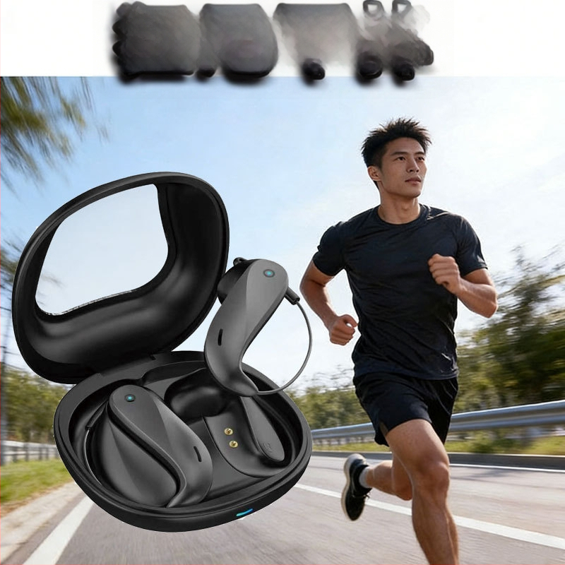 Căști Bluetooth TWS fără fir, cu anulare zgomot, design sport cu clips pentru urechi, pentru gaming