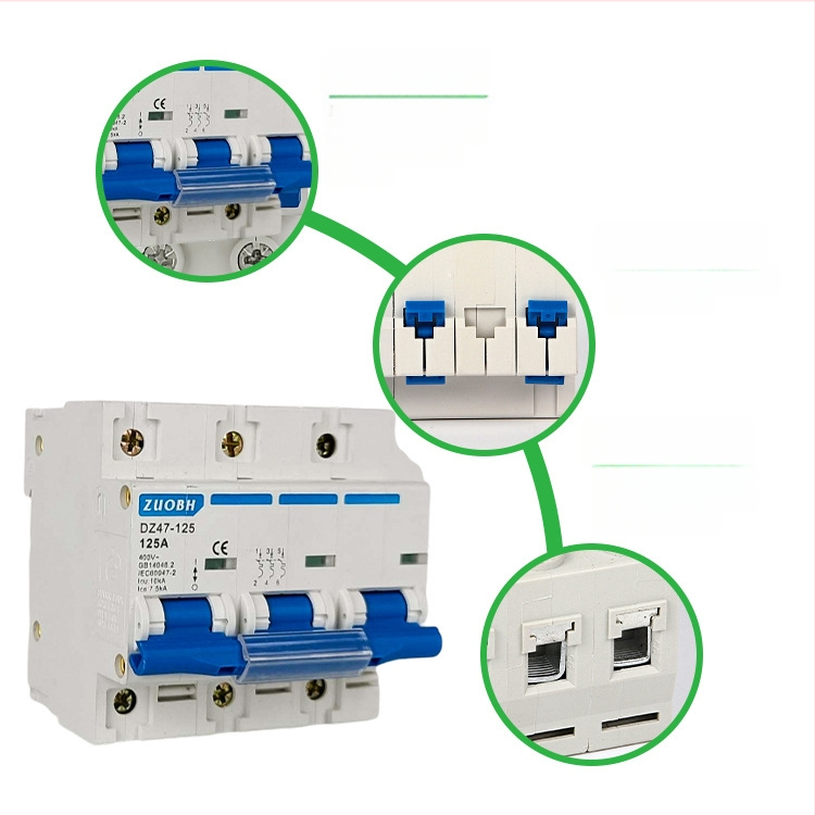 DZ47-125 întrerupător de circuit mini pentru uz casnic, 1P 2P 3P 4P, 80A 100A 125A