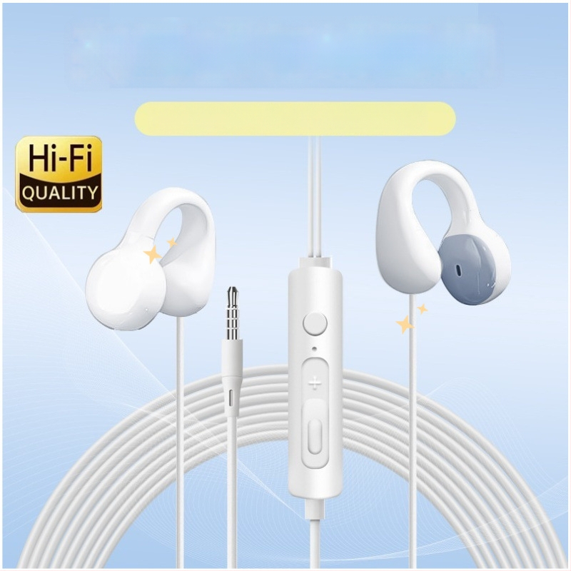 Căști cu fir clip-on, USB-C / 3,5 mm, sunet de înaltă calitate, durabile, design non-in-ear, universale pentru telefoane și calculatoare, cablu prelungit