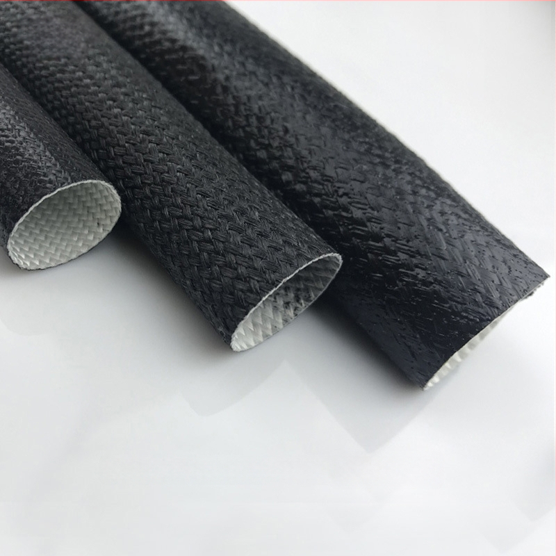 Tub din silicon cu fibră de sticlă negru, 12 mm, rezistent la foc, autoextinguibil, izolație pentru temperaturi înalte