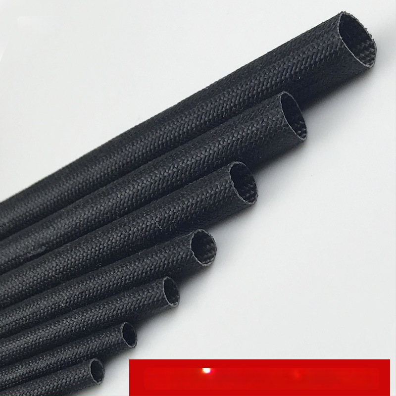 Tub din silicon cu fibră de sticlă negru, 12 mm, rezistent la foc, autoextinguibil, izolație pentru temperaturi înalte
