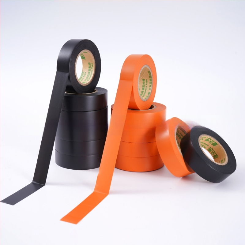 Bandă PVC pentru electricieni, rezistență la 125°C, grosime sporită, rezistentă la uzură, aderență înaltă, fără urme, negru și portocaliu, pentru cabluri