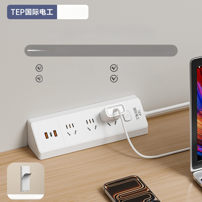 Prelungitor inteligent cu priză triunghiulară înclinată USB, multi-port pentru cămin și casă