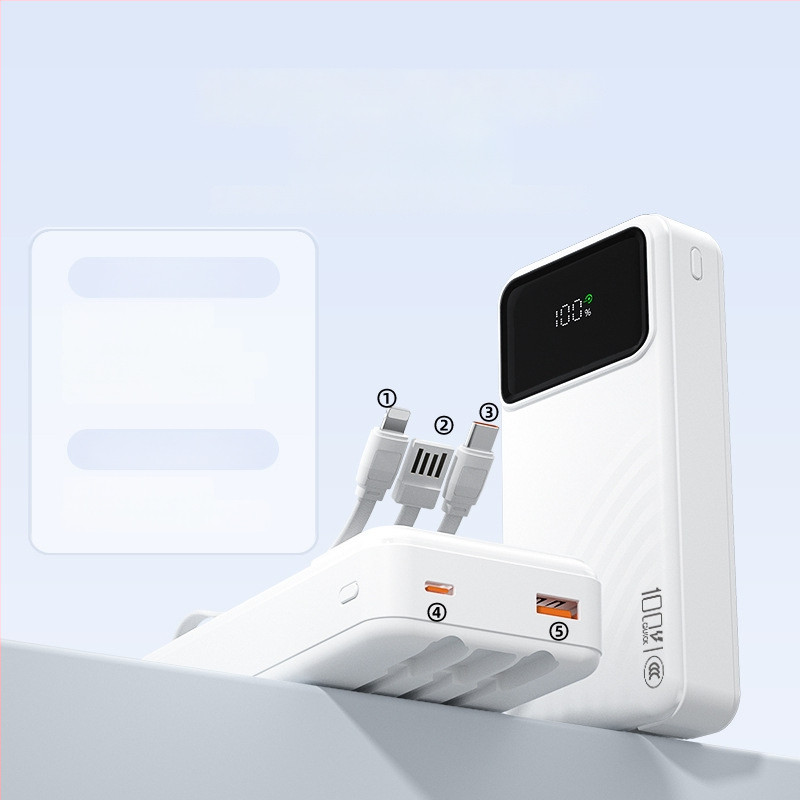 Power bank certificat 3C pentru încărcare rapidă, capacitate mare, cablu încorporat, afișaj digital inteligent, încărcare rapidă PD, 20000mAh