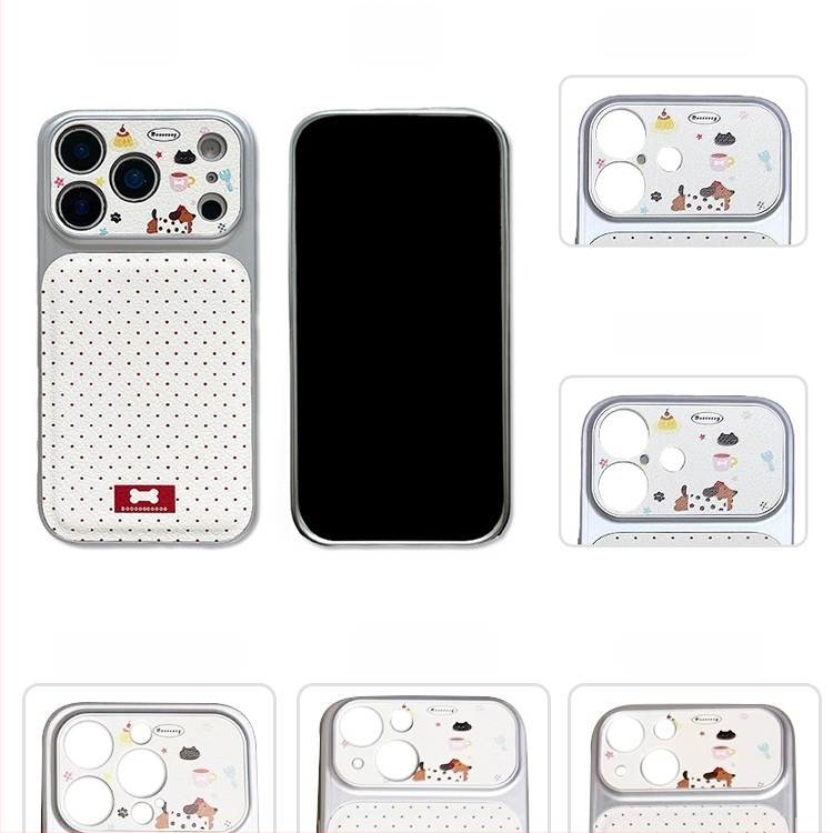 Kaia stil coreean minimalist, husă pentru iPhone 17 Pro Max cu buline roșii și un dachshund desenat