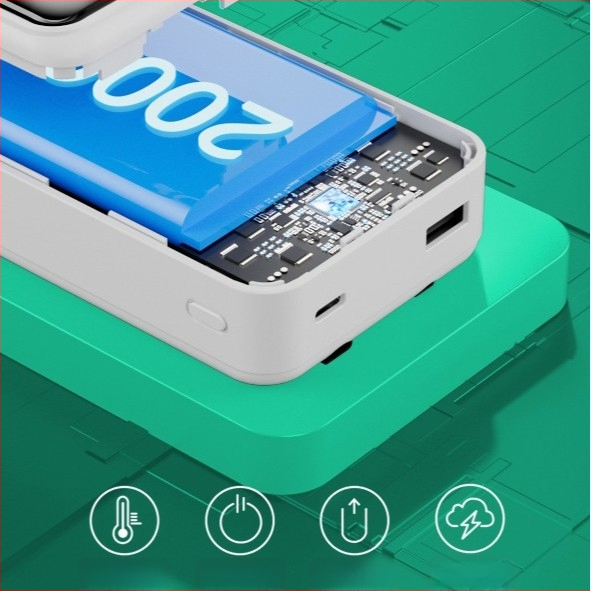 Power bank de 20.000 mAh, compact, cu cablu încorporat, pentru Vivo, încărcare rapidă