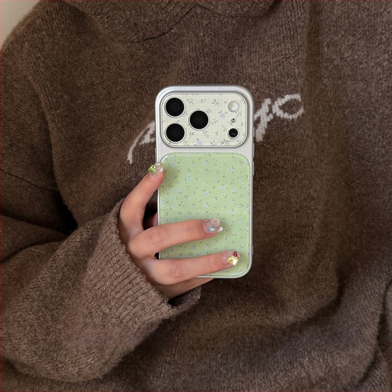 Carcasă KPPins, stil primăvară-vară verde iarbă, floral delicat, pentru iPhone 15, 17 Pro și 17 Pro Max