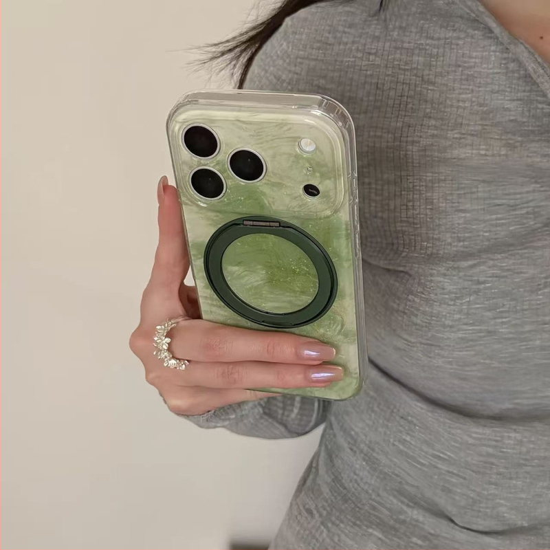 Husă cu gradient verde și suport rotativ pentru iPhone 17 Pro Max, iPhone 16 și iPhone 15