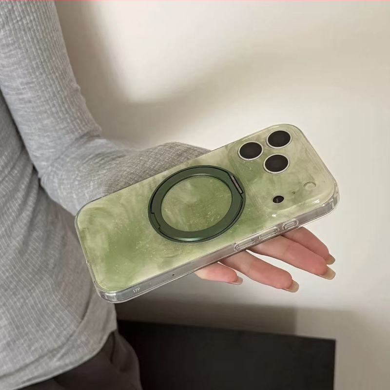 Husă cu gradient verde și suport rotativ pentru iPhone 17 Pro Max, iPhone 16 și iPhone 15