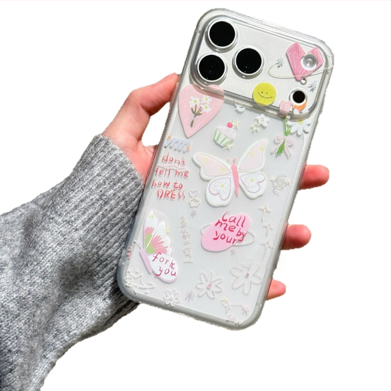 Funda de telefon cu fluture, în stil Insta, inspirată de Bubble Post Office, primăvară, pentru iPhone 17 Pro Max și iPhone 16 Pro – transparentă