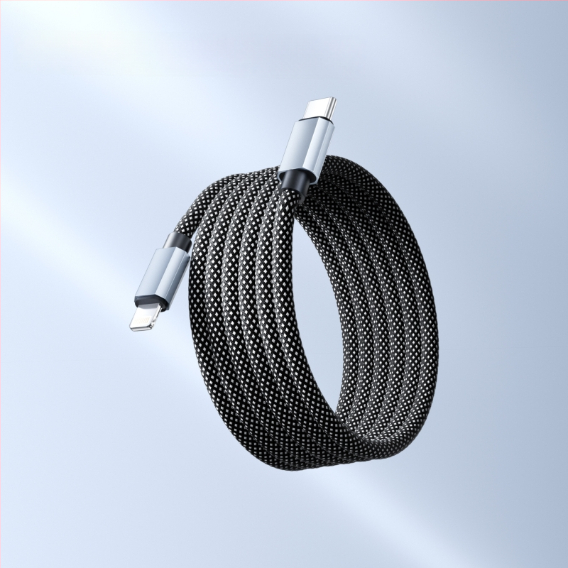 Cablu de date magnetic împletit, 66W încărcare rapidă, cu spațiu de stocare, pentru telefoane și tablete