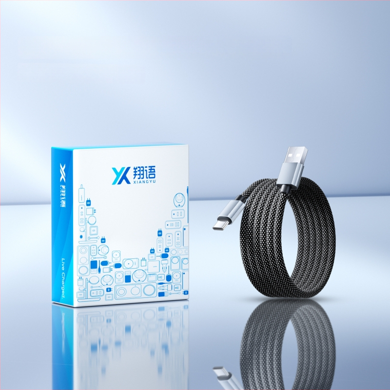 Cablu de date magnetic împletit, 66W încărcare rapidă, cu spațiu de stocare, pentru telefoane și tablete