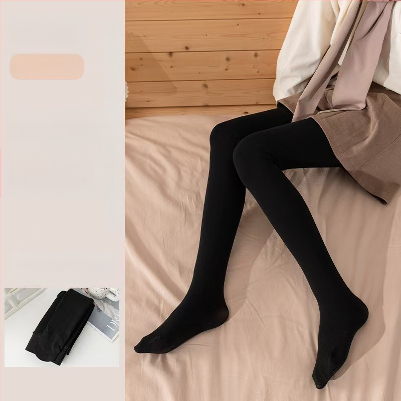 Colanți pentru efect de picioare goale la femei, căptușiți cu fleece, nuanță nude, pentru primăvară-toamnă-iarnă