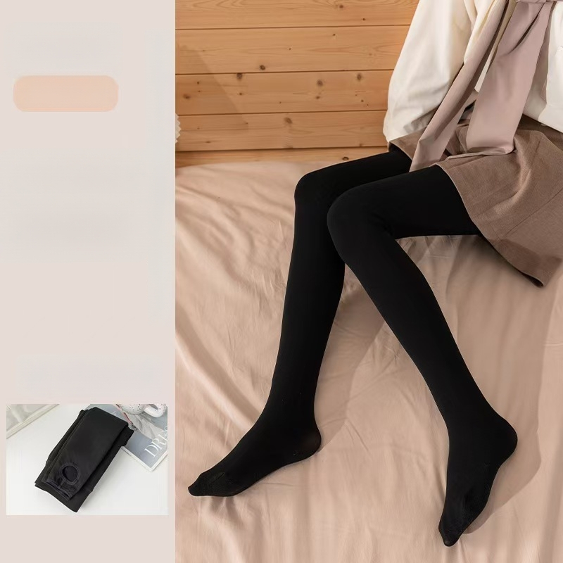 Colanți pentru efect de picioare goale la femei, căptușiți cu fleece, nuanță nude, pentru primăvară-toamnă-iarnă