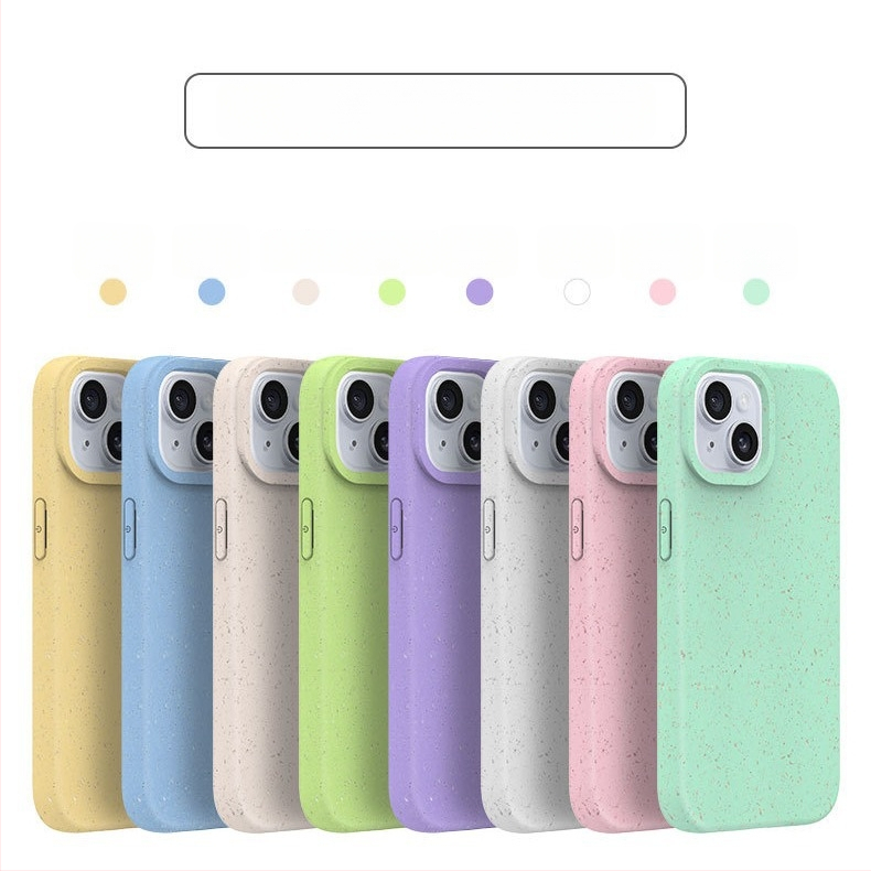 Husă PLA cu paie de grâu pentru iPhone 15 și iPhone 13 Pro Max, alb mat, biodegradabilă, disipare a căldurii, rezistentă la uzură, anti-cadere, anti-amprente