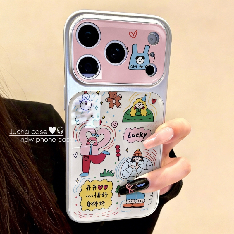 Carcasă din silicon pentru iPhone 17 Pro – fată fericită în graffiti, protecție anti-cădere, design creativ