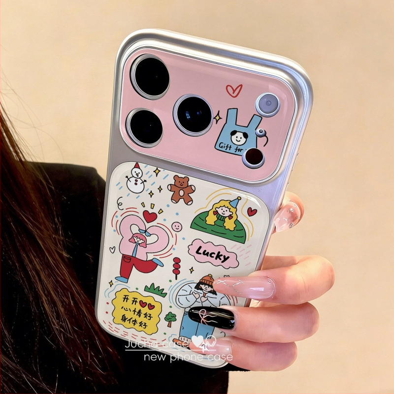 Carcasă din silicon pentru iPhone 17 Pro – fată fericită în graffiti, protecție anti-cădere, design creativ