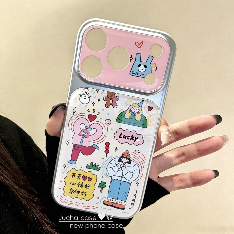 Carcasă din silicon pentru iPhone 17 Pro – fată fericită în graffiti, protecție anti-cădere, design creativ