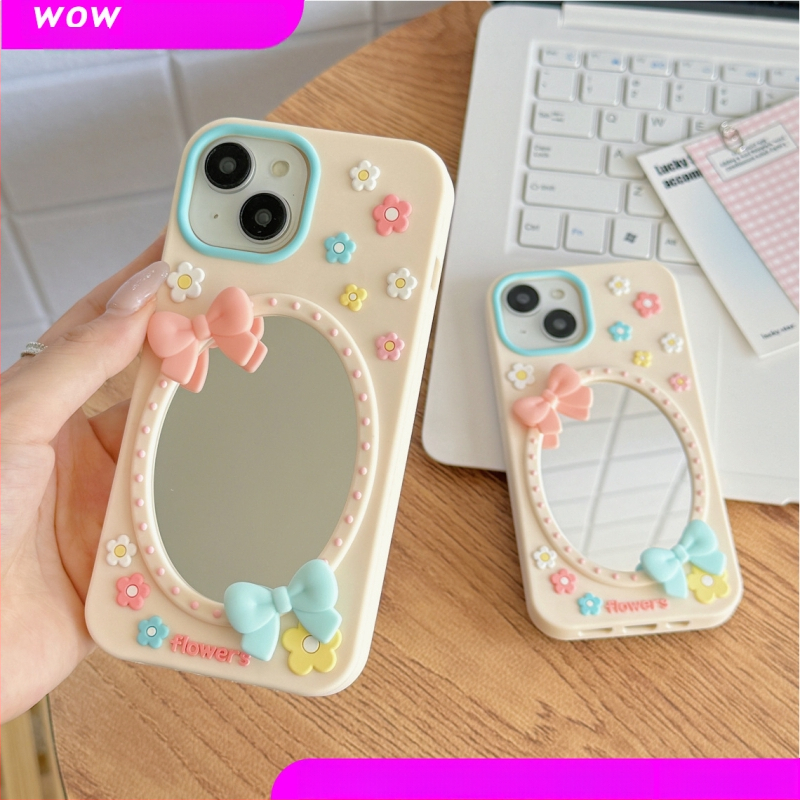 Carcasă din silicon cu fundă drăguță, motiv floral și oglindă, pentru iPhone 17 și iPhone 16 Pro Max, Cartoon 15
