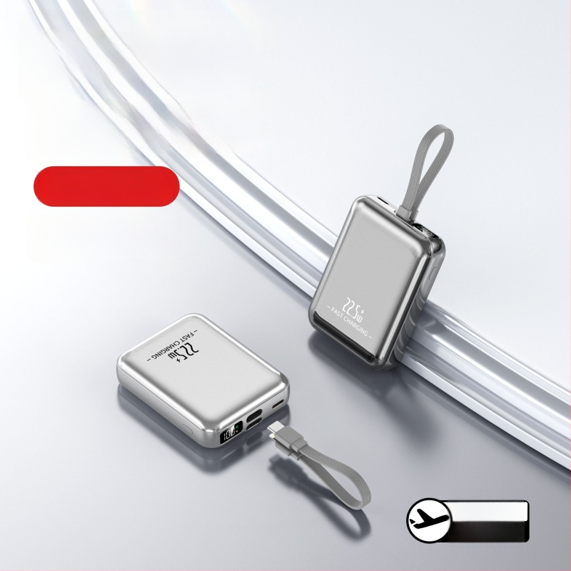 Power Bank nou 22,5W încărcare rapidă 10000mAh, capacitate mare, cu cablu încorporat