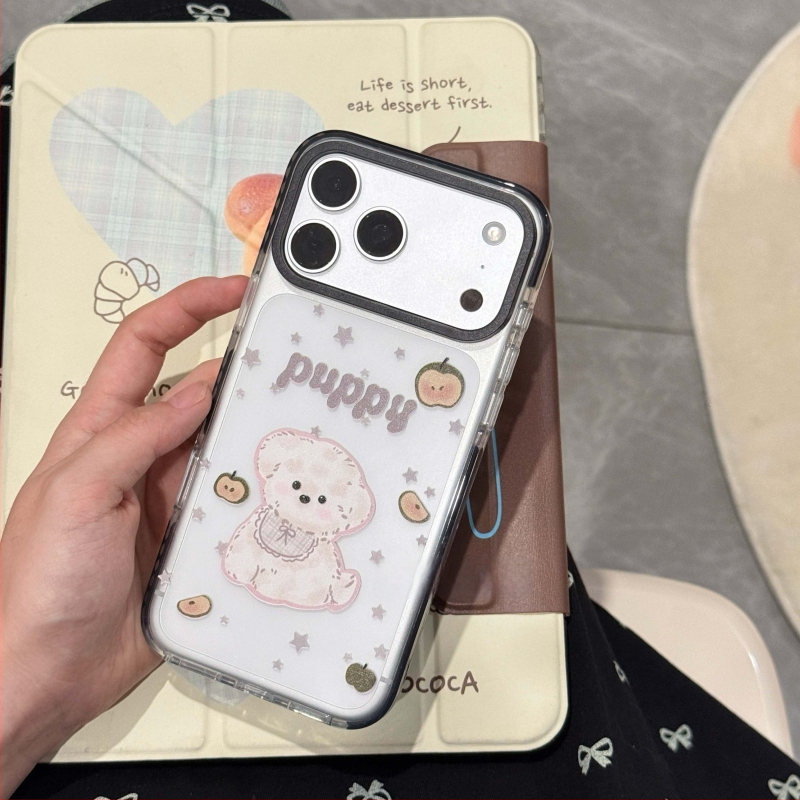 Bubble Post Office husă pentru telefon cu un câine drăguț în stil desen animat japonez și coreean, pentru iPhone 16 și iPhone 17 Pro Max