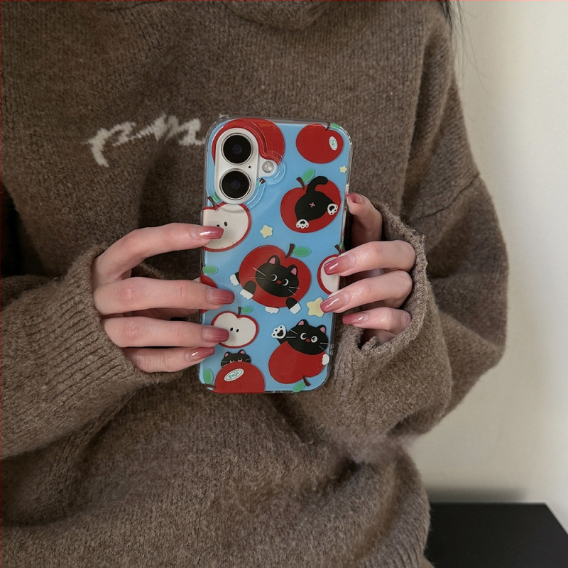 Husa protectie KPP Apple Cat în stil coreean pentru iPhone 14, 16 Pro și 16 Pro Max — gravură, silicon moale, protecție anti-cadere