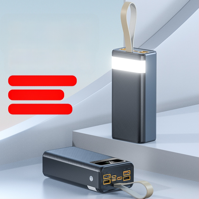 Power bank de 30000 mAh, încărcare rapidă PD 22,5W, cu șnur pentru purtare, încărcare bidirecțională, portabil