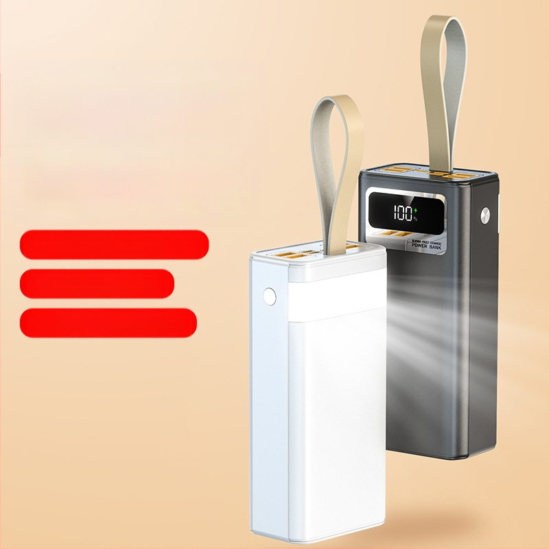 Power bank de 30000 mAh, încărcare rapidă PD 22,5W, cu șnur pentru purtare, încărcare bidirecțională, portabil