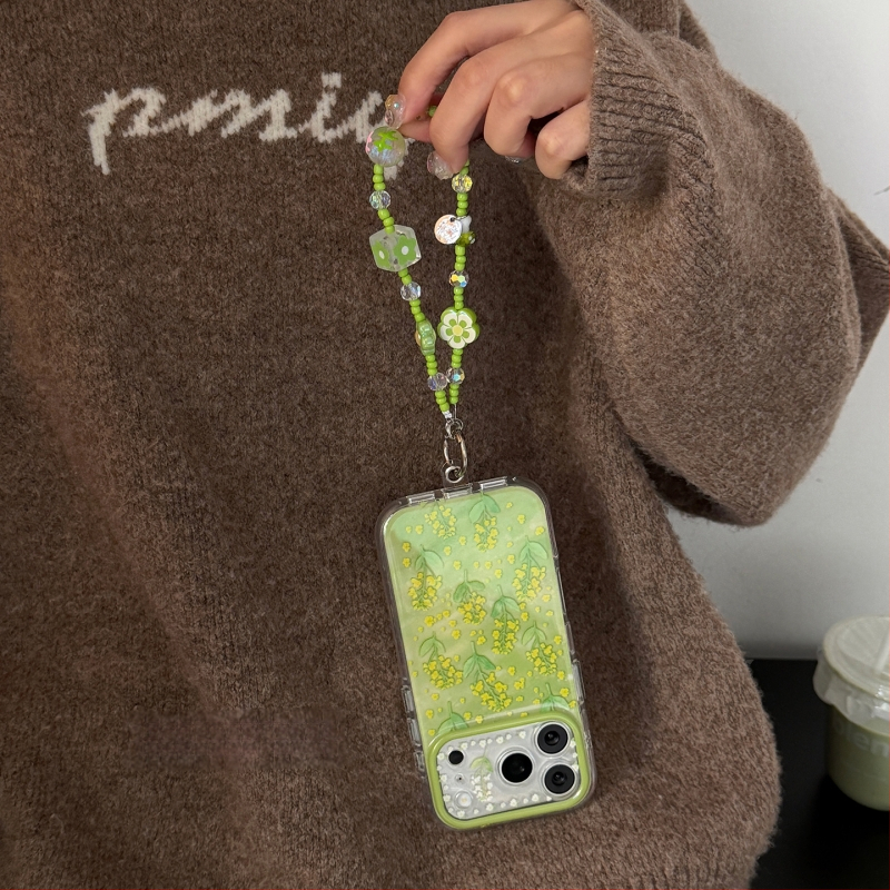 Husa de protecție KPP, stil Ins, cu floare de rapiță verde pentru iPhone 17 Pro și 17 Pro Max